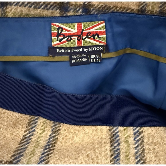 Boden British Tweed by Moon Wool Plaid Tartan lined skirt 4L Romania - Picture 2 of 4